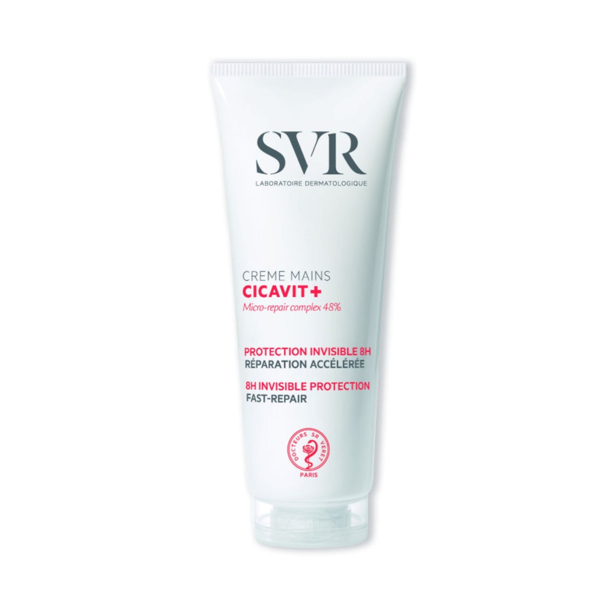 Refect Beauty SVR Cicavit+ fast repair hand cream in a white tube for soothing and protecting dry, damaged skin.