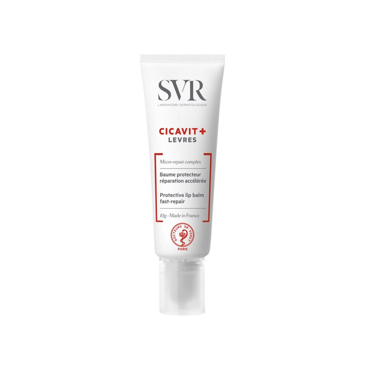Refect Beauty SVR Cicavit protective lip balm tube for repairing and soothing dry, cracked, and damaged lips.