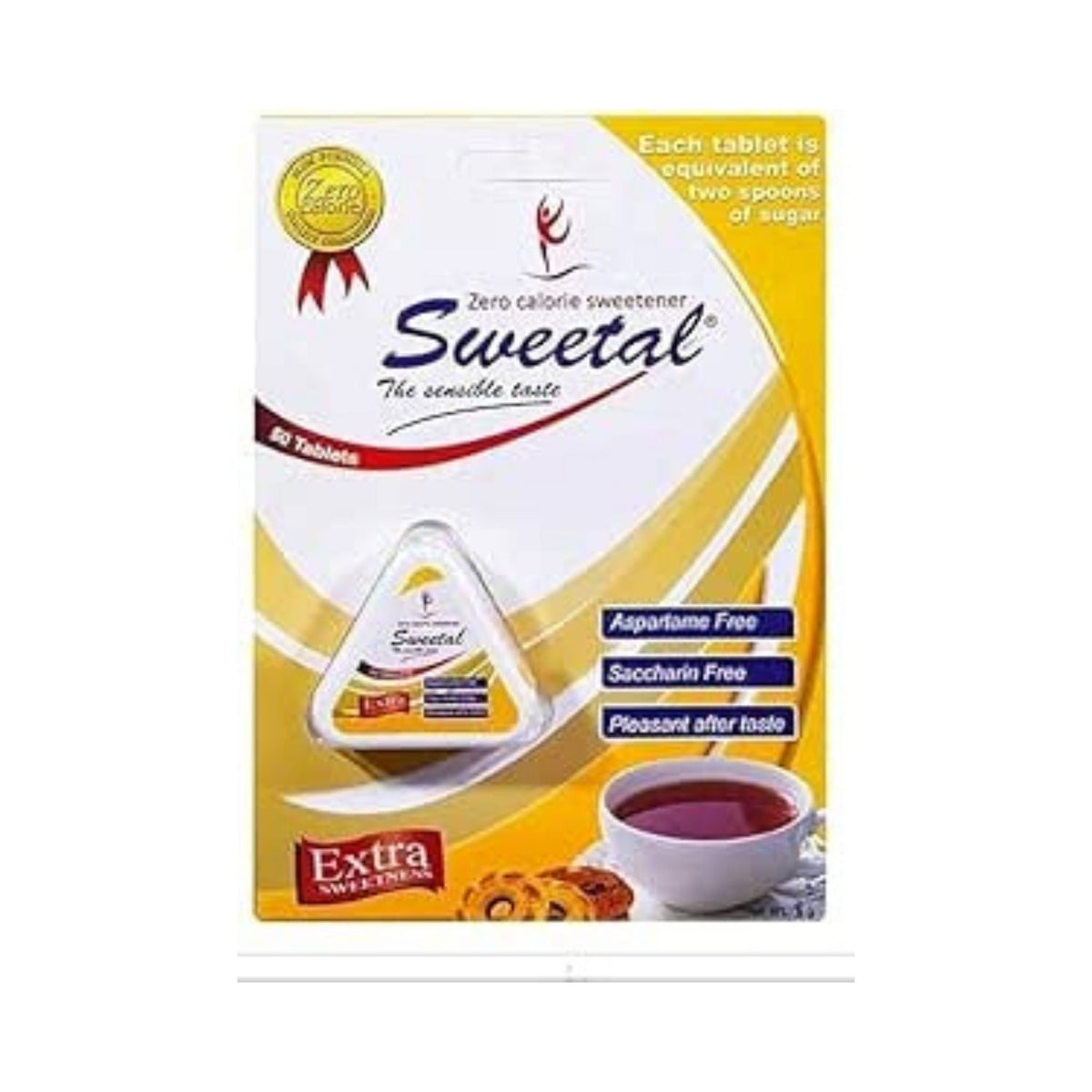 Refect Beauty Sweetal diet sweetener 50 tablets in a compact triangular dispenser for hot and cold beverages