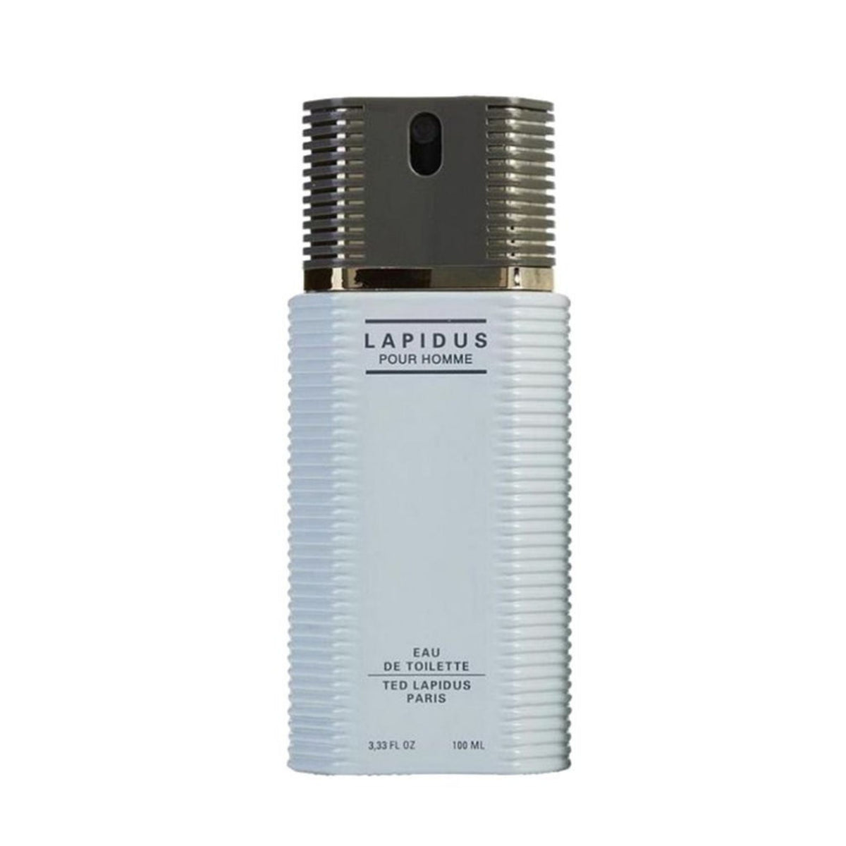 Refect Beauty Ted Lapidus Pour Homme Eau de Toilette in a white ribbed bottle with a metallic grey cap