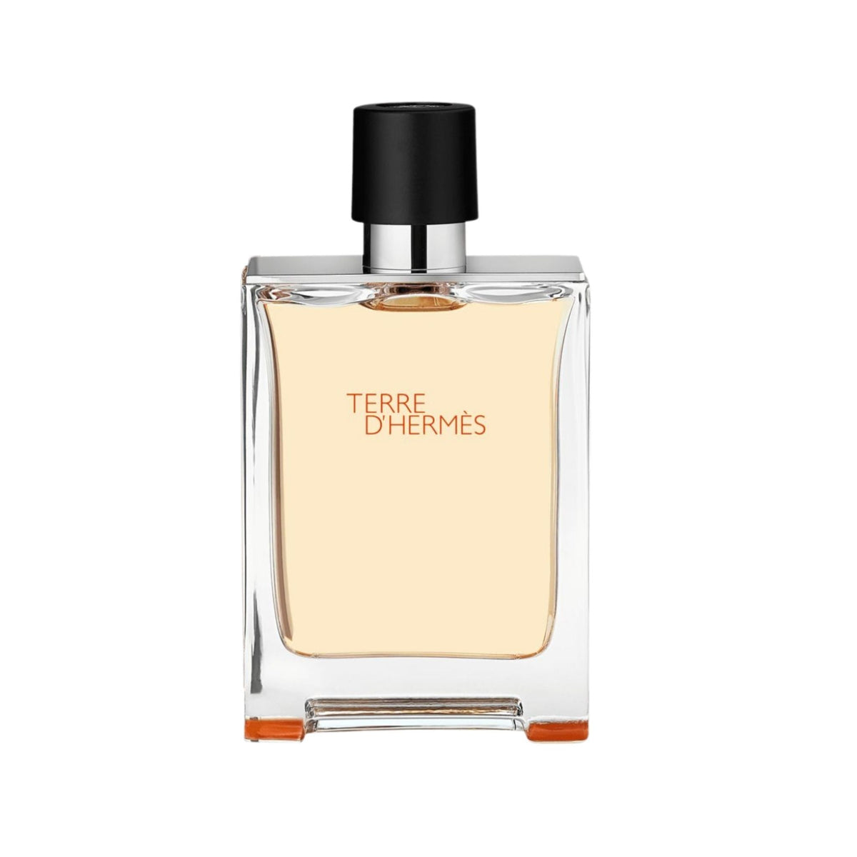 Refect Beauty Terre D'Hermès Eau de Toilette in a clear glass bottle with a black cap and orange base detail