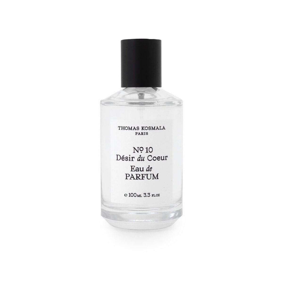 Refect Beauty Thomas Kosmala No. 10 Désir du Coeur unisex eau de parfum in a clear glass bottle with a black cap.