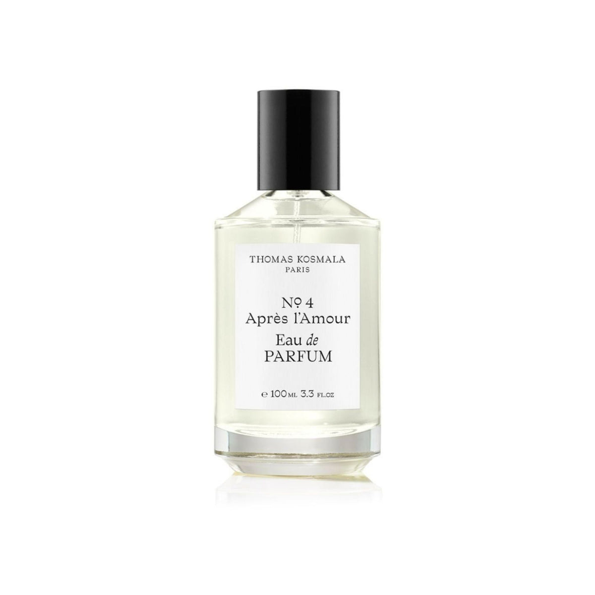 Refect Beauty Thomas Kosmala No. 4 Après l’Amour Eau de Parfum in a clear glass bottle with a black cap.