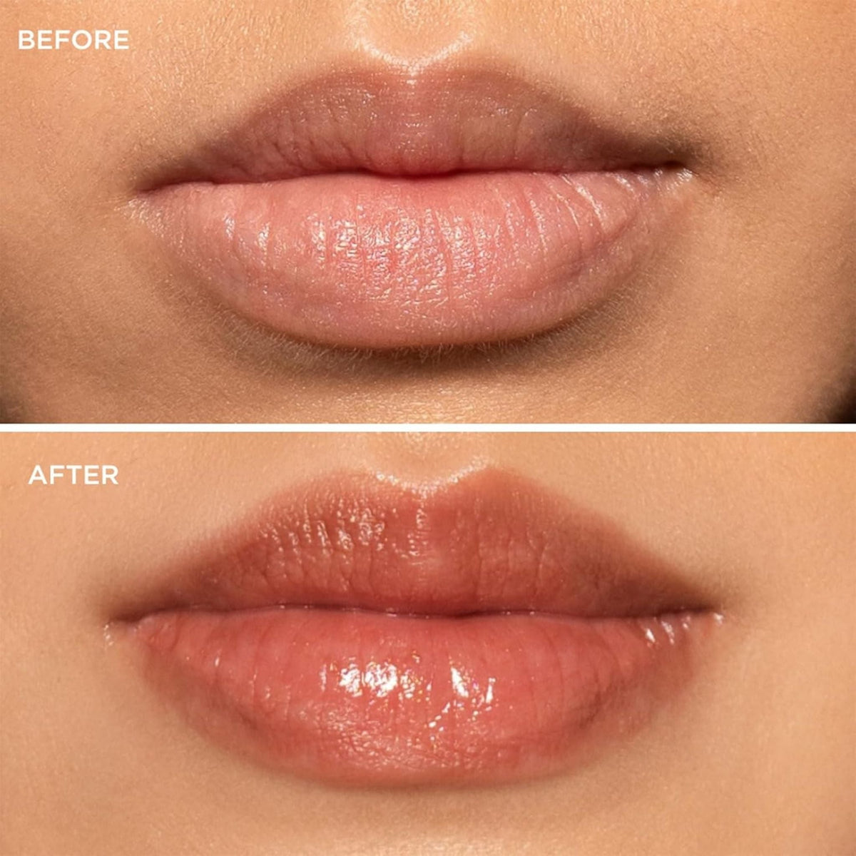 Refect Beauty Dr.PAWPAW Tinted Rich Mocha Balm before and after application showing hydrated lips with a mocha tint