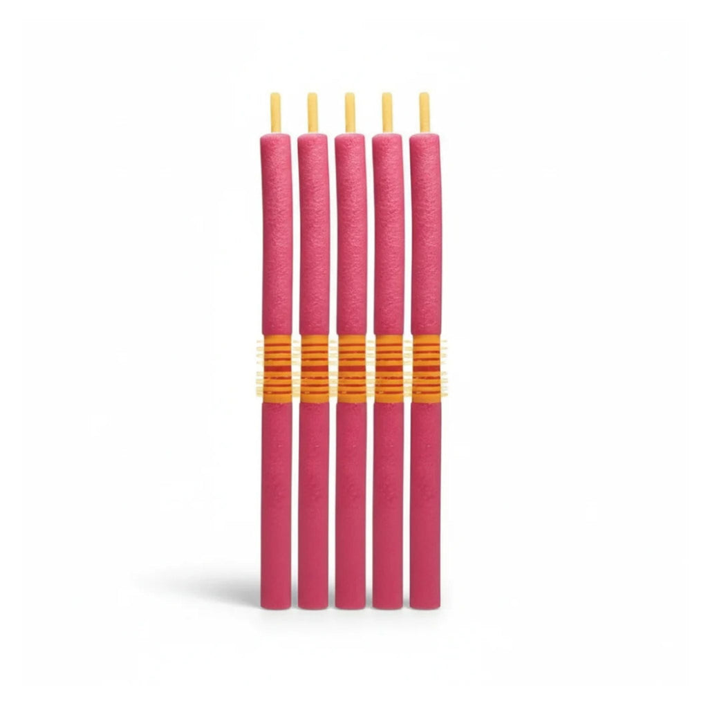 Refect Beauty Titania set of five pink flexible foam sausage hair rollers for heat-free curling and styling.