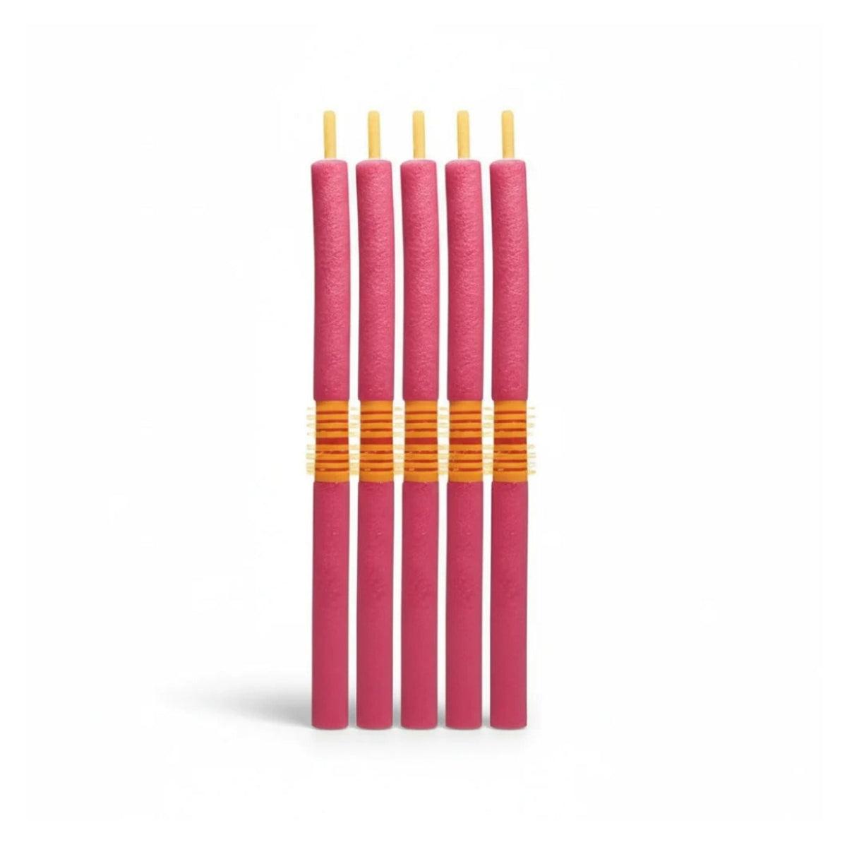 Refect Beauty Titania set of five pink flexible foam sausage hair rollers for heat-free curling and styling.