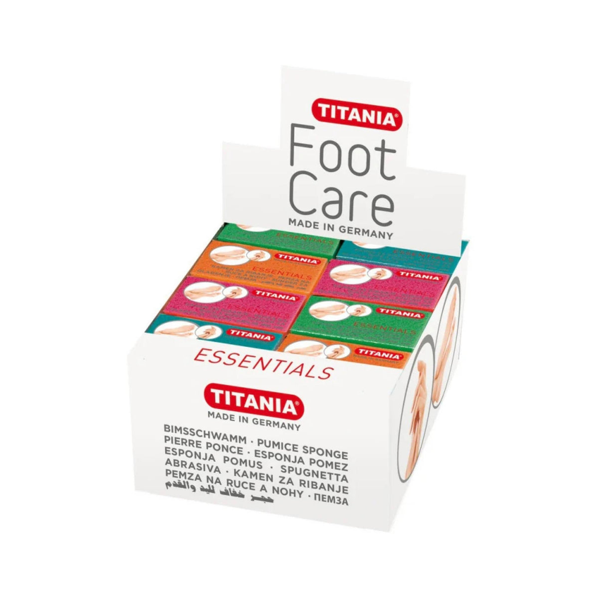 Refect Beauty display box containing multiple Titania pumice stone nail care tools for manicure and pedicure routines.