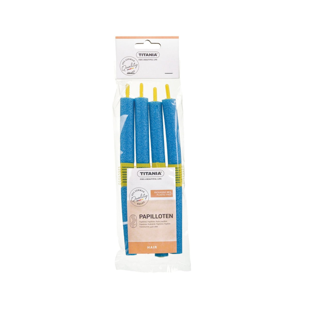 Refect Beauty Titania blue foam sausage hair rollers in original packaging for heat-free styling