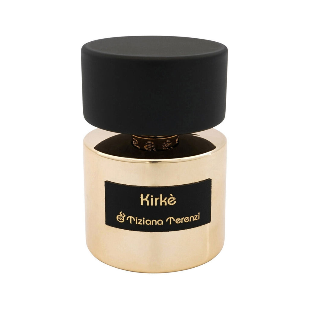 Refect Beauty Tiziana Terenzi Kirke Extrait de Parfum in a gold cylindrical bottle with a black cap