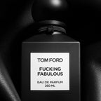 Refect Beauty Tom Ford F*cking Fabulous unisex eau de parfum in a matte black bottle against a textured leather backdrop