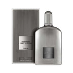 Refect Beauty Tom Ford Grey Vetiver Parfum for men in a metallic ribbed bottle with matching grey presentation box.