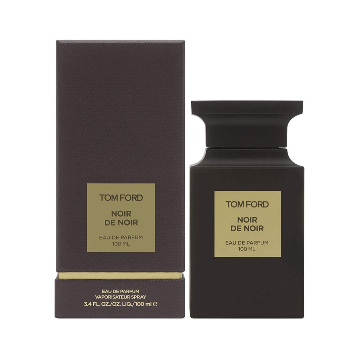Refect Beauty Tom Ford Noir de Noir Eau de Parfum bottle and box with dark matte finish and gold labels