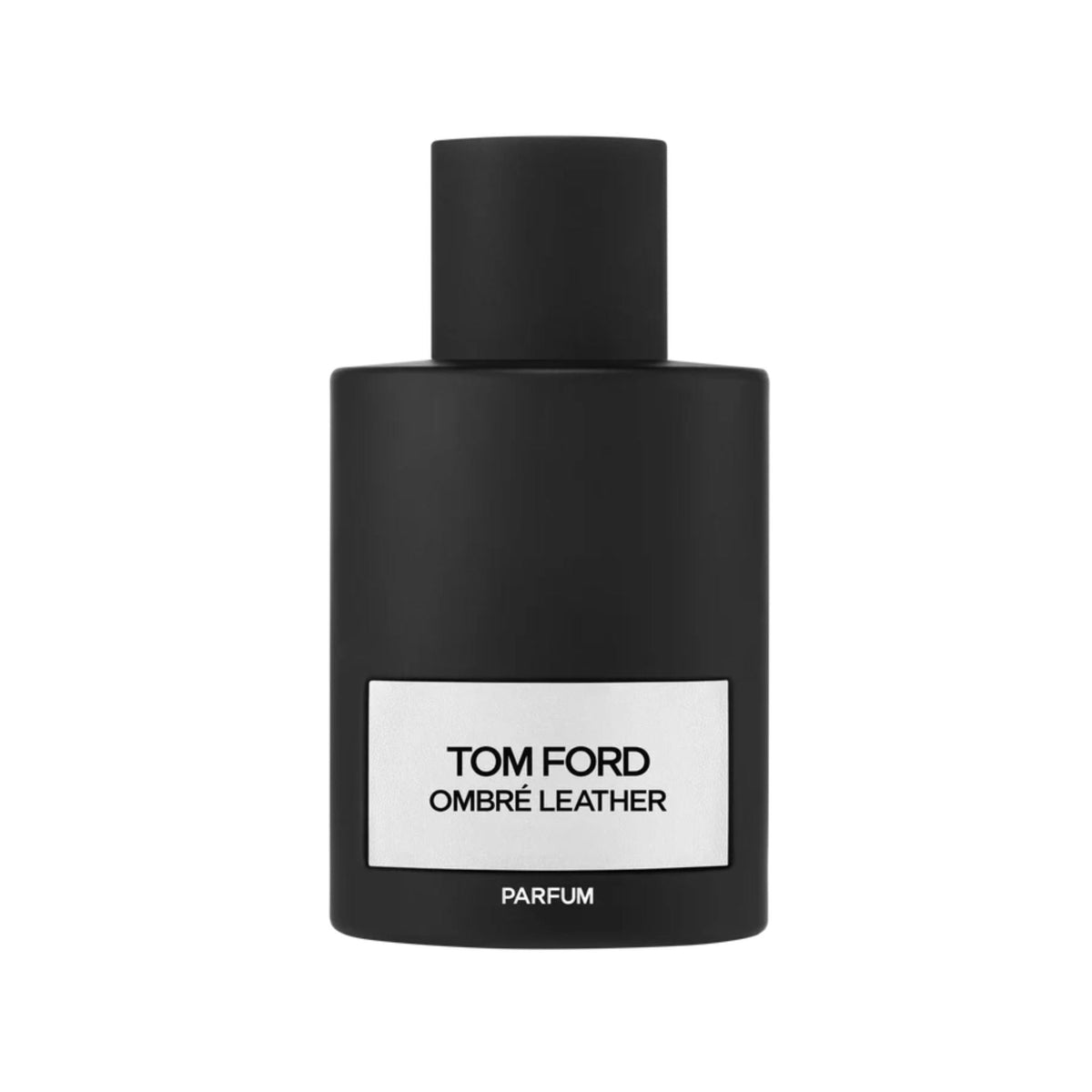 Refect Beauty Tom Ford Ombre Leather Parfum in a matte black bottle with a silver label against a white background.