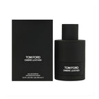 Refect Beauty Tom Ford Ombre Leather Eau de Parfum bottle and black box packaging featuring a minimalist matte design.