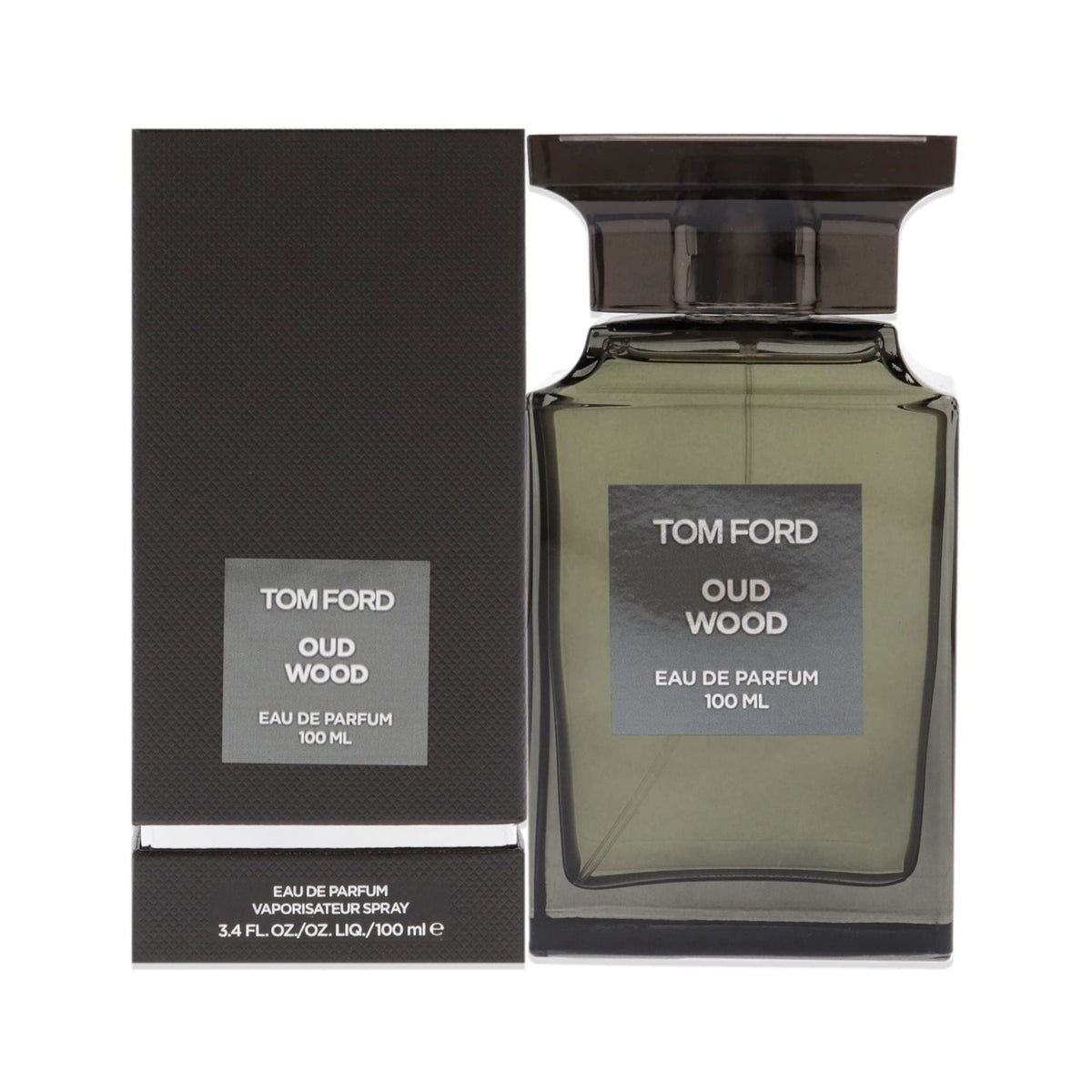 Refect Beauty Tom Ford Oud Wood Eau de Parfum bottle and box, a luxurious unisex woody fragrance in a 100ml size.