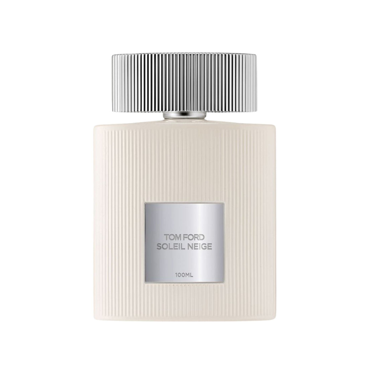 Refect Beauty Tom Ford Soleil Neige Eau de Parfum in a ribbed white bottle with a silver cap and label