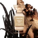 Refect Beauty Tom Ford Vanilla Sex Eau de Parfum bottle surrounded by vanilla beans and sandalwood