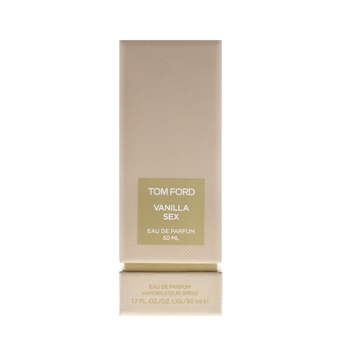 Refect Beauty Tom Ford Vanilla Sex Eau de Parfum in a textured beige 50ml bottle box with gold lettering.