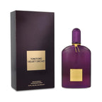 Refect Beauty Tom Ford Velvet Orchid Eau de Parfum bottle and dark purple ribbed box with gold label details.