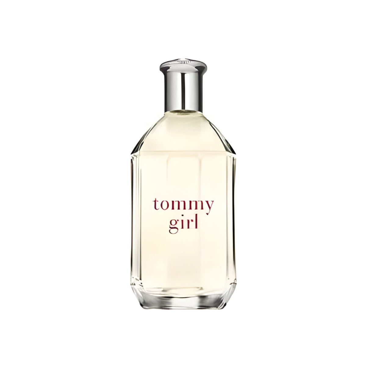 Refect Beauty Tommy Girl Eau de Toilette in a clear glass bottle with a silver cap and minimalist red lettering.