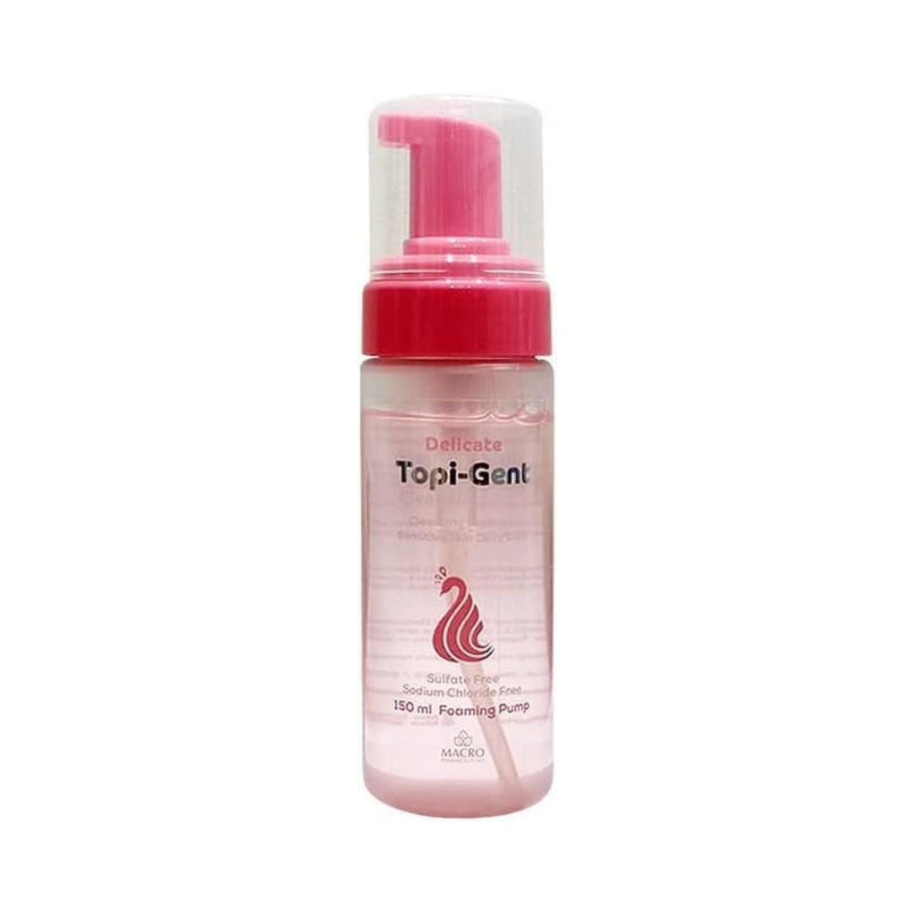 Refect Beauty Macro Pharmaceuticals Topi Gent cleansing foam in a clear bottle with a pink pump for sensitive skin