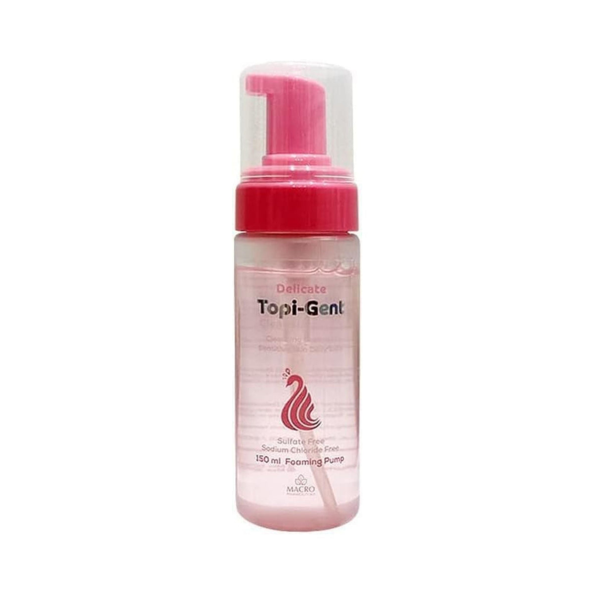 Refect Beauty Macro Pharmaceuticals Topi Gent cleansing foam in a clear bottle with a pink pump for sensitive skin