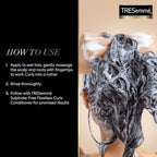Refect Beauty TRESemmé Flawless Curls shampoo lathered in curly hair showing how to use the product