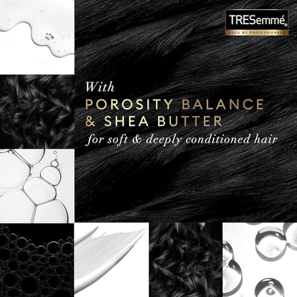 Refect Beauty TRESemmé Flawless Curls shampoo featuring shea butter and porosity balance for defined, soft curly hair.