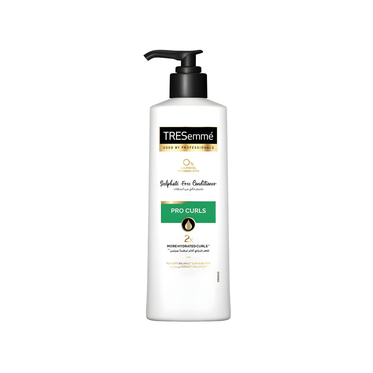 Refect Beauty Tresemme Pro Curls sulphate-free conditioner bottle with a black pump dispenser for curly hair
