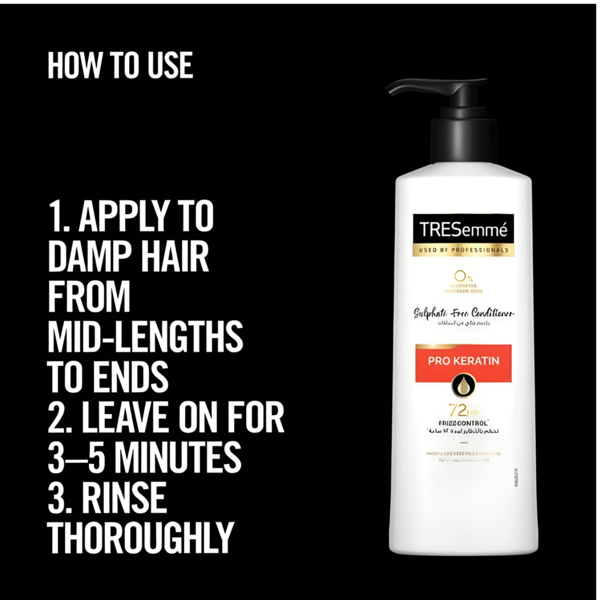 Refect Beauty Tresemme Pro Keratin smoothing conditioner bottle with pump dispenser for frizz control and shine