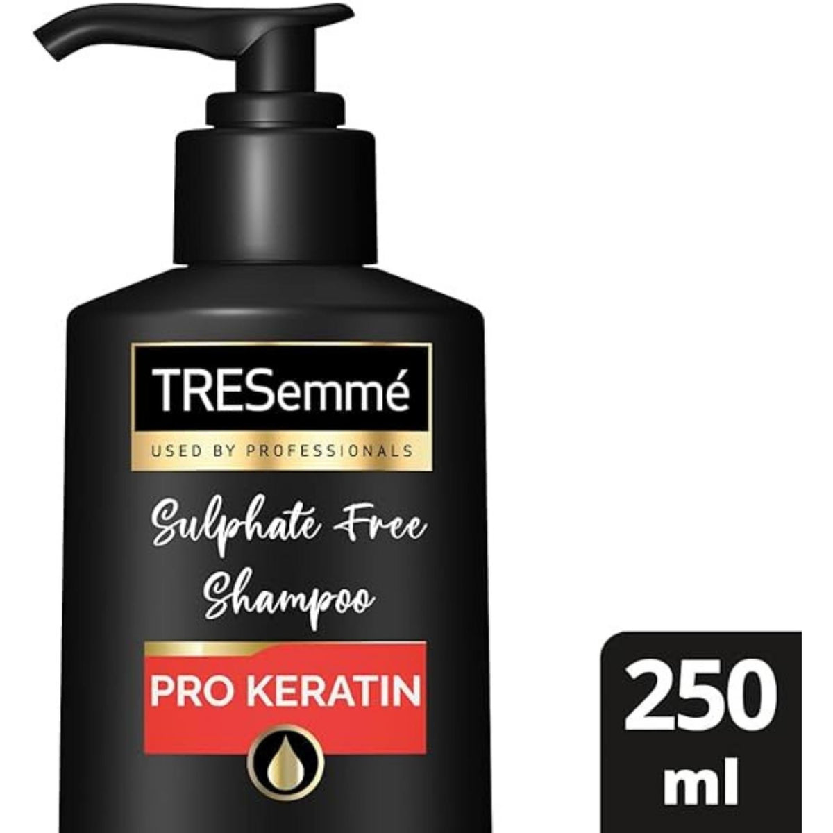 Refect Beauty Tresemme Pro Keratin sulphate-free frizz control shampoo in a 250ml black pump bottle