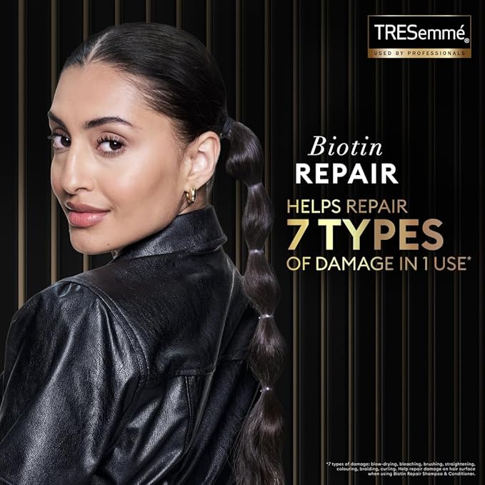 Refect Beauty Tresemme Repair 7 shampoo advertisement featuring a woman with a sleek bubble ponytail
