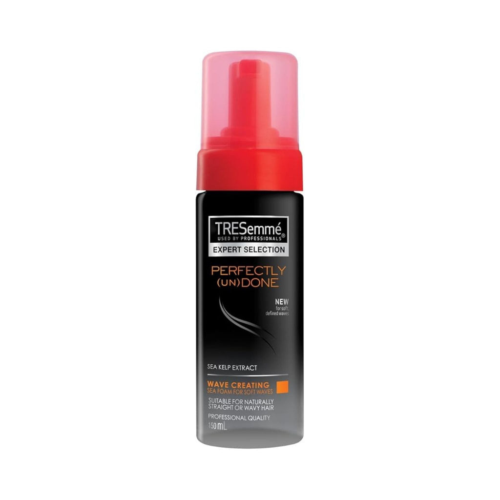 Refect Beauty TRESemmé Wave Creation sea foam in a black bottle with a red cap for defining beach waves.