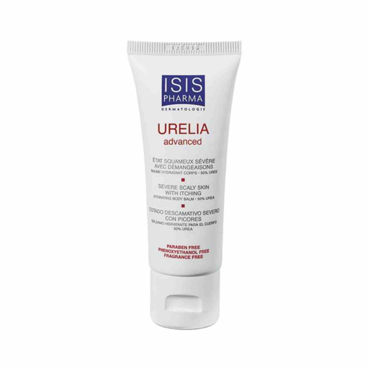 Refect Beauty Isispharma Urelia Advanced hydrating body balm tube for severe scaly skin with 50% urea.