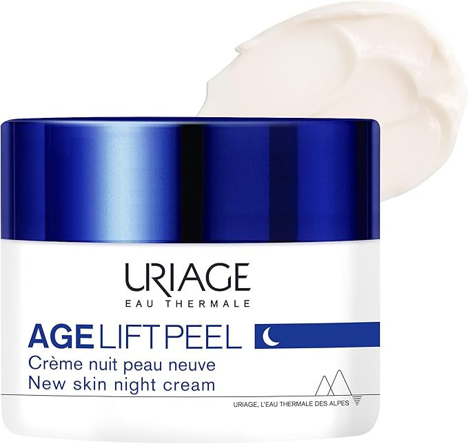 Refect Beauty Uriage Age Lift Peel night cream jar with a smooth white cream texture swatch on top