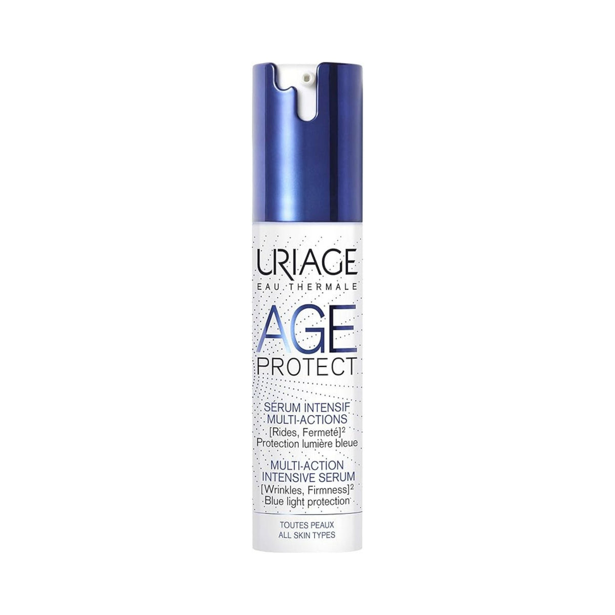 Refect Beauty Uriage Age Protect Multi-Action Intensive Serum bottle for anti-aging and blue light protection.