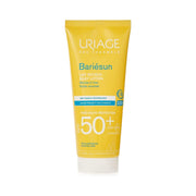 Refect Beauty Uriage Bariesun Silky Lotion SPF50+ sunscreen in a yellow tube for face and body protection.