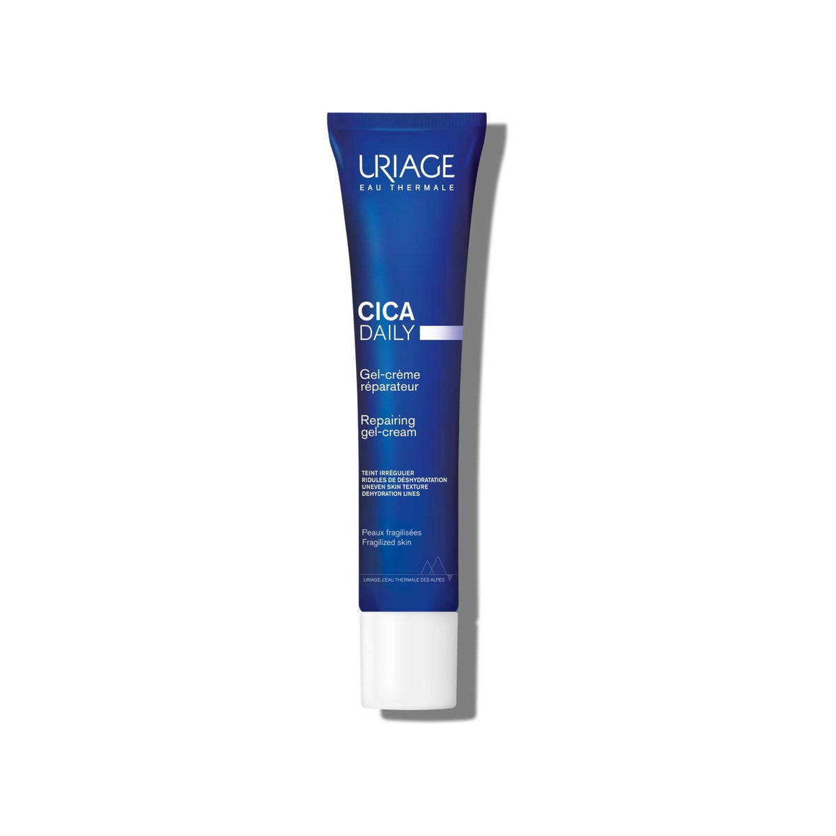 Refect Beauty Uriage Cica Daily Gel Cream in a blue tube for hydrating and repairing sensitive skin