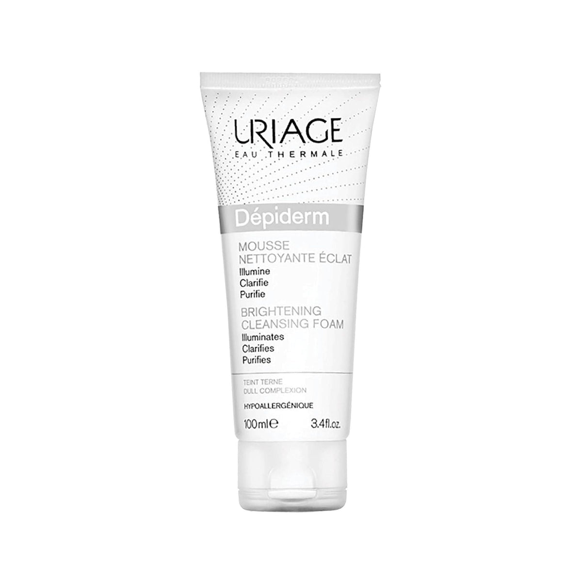 Refect Beauty Uriage Depiderm White Lightening Cleansing Foam in a 100ml white squeeze tube for brightening skin.
