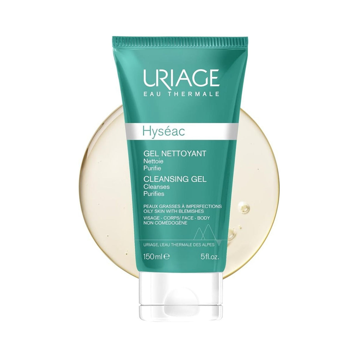 Refect Beauty Uriage Hyséac cleansing gel tube for oily and acne-prone skin in a teal 150ml squeeze bottle