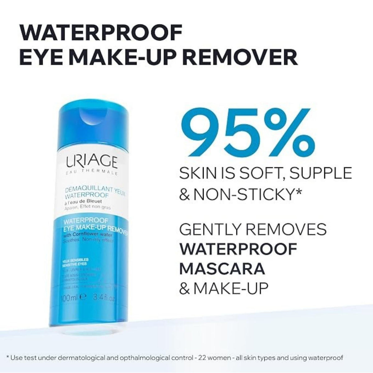 Refect Beauty Uriage bi-phase waterproof eye makeup remover bottle for sensitive eyes with soothing thermal water