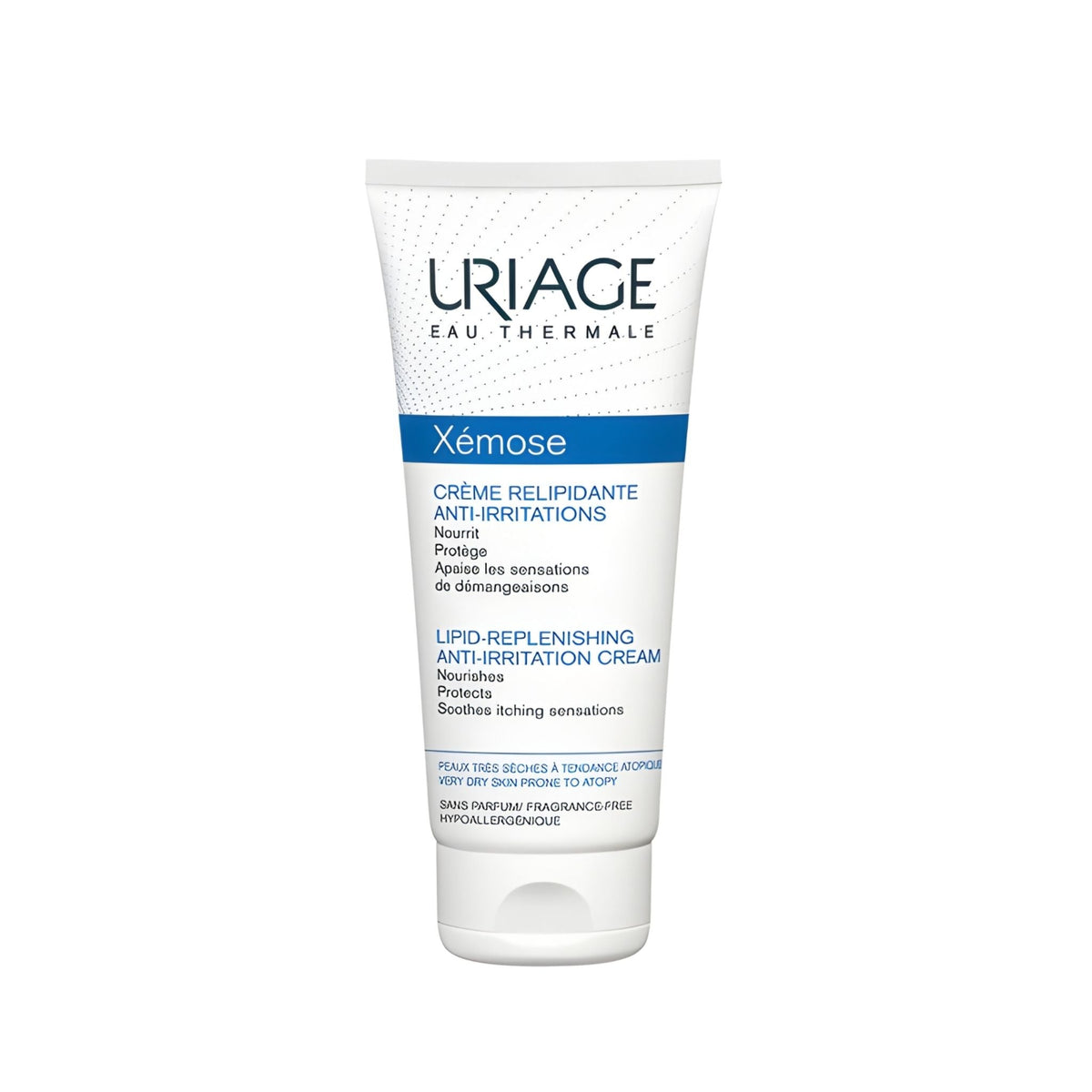 Refect Beauty Uriage Xemose lipid-replenishing anti-irritation cream for very dry and sensitive skin in a white tube.