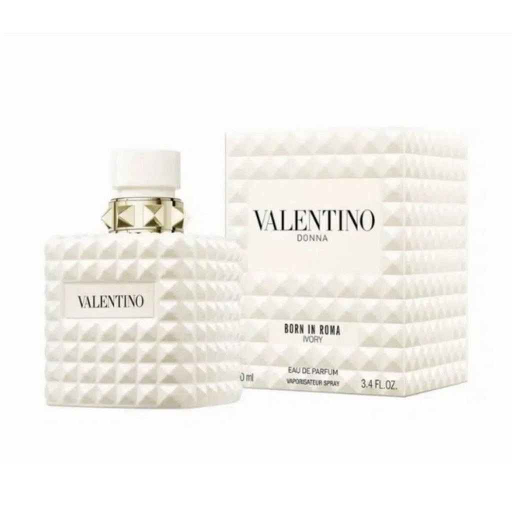 Refect Beauty Valentino Born In Roma Donna Ivory eau de parfum bottle with signature stud texture and matching box