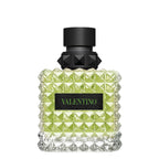 Refect Beauty Valentino Donna Born In Roma Green Stravaganza perfume bottle with signature rockstud glass design.
