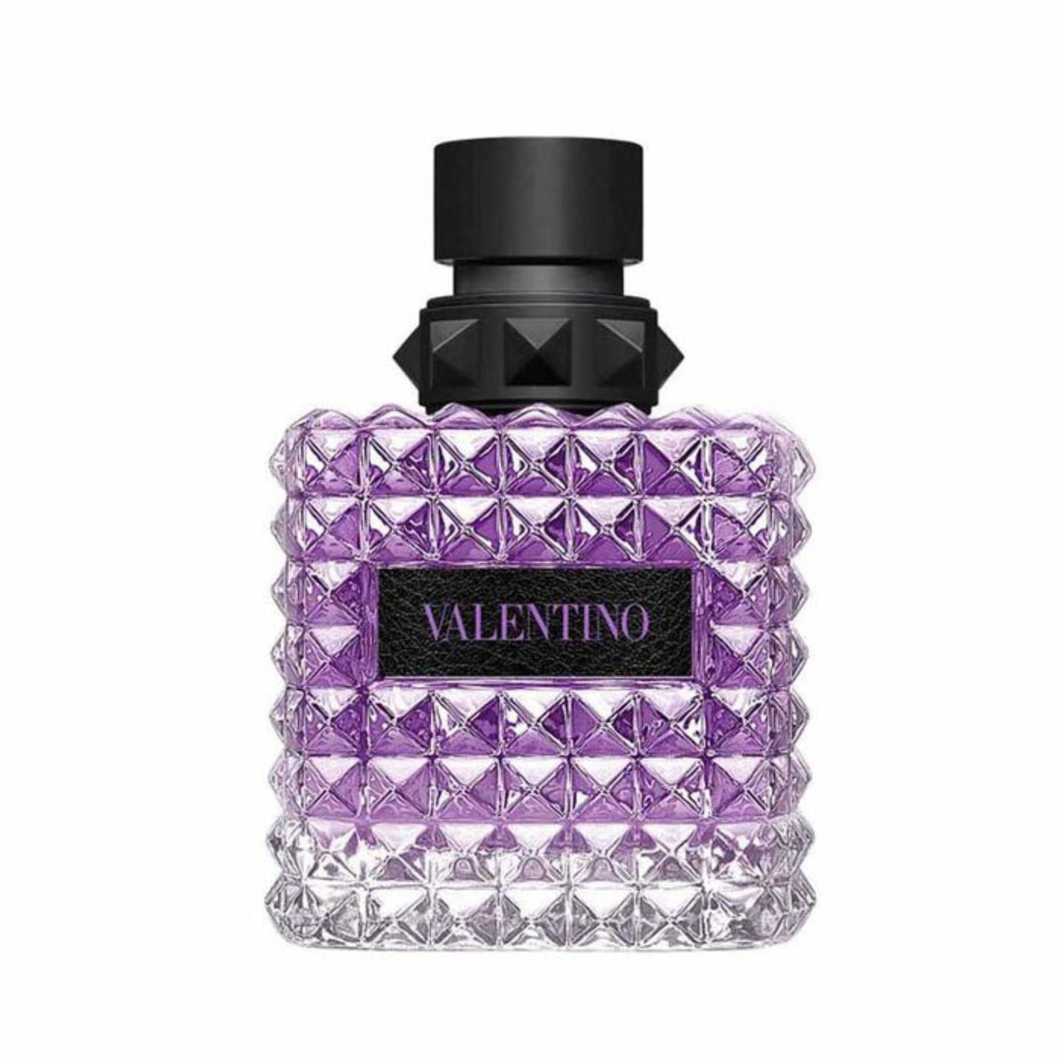 Refect Beauty Valentino Donna Born In Roma Purple Melancholia perfume bottle with iconic studded glass design