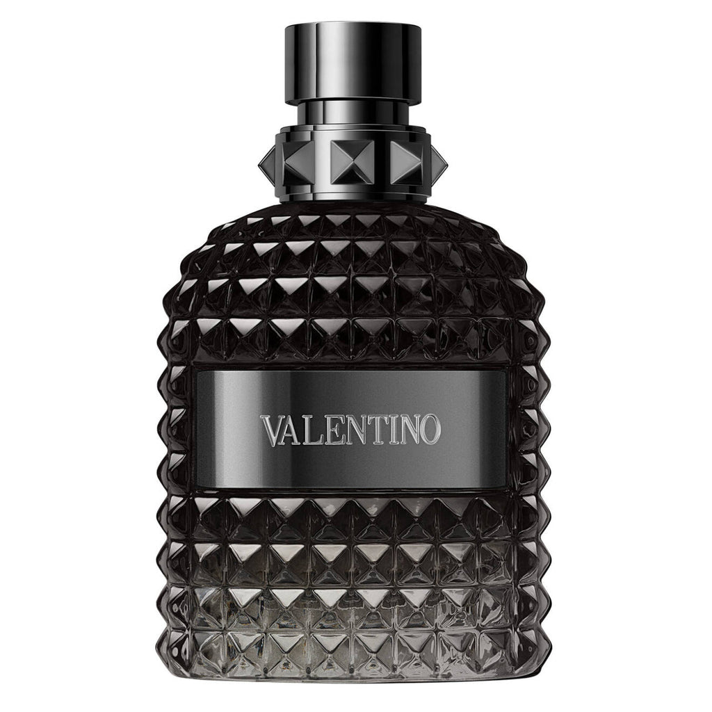 Refect Beauty Valentino Uomo Intense eau de parfum in a dark glass bottle with signature stud texture