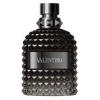 Refect Beauty Valentino Uomo Intense eau de parfum in a dark glass bottle with signature stud texture