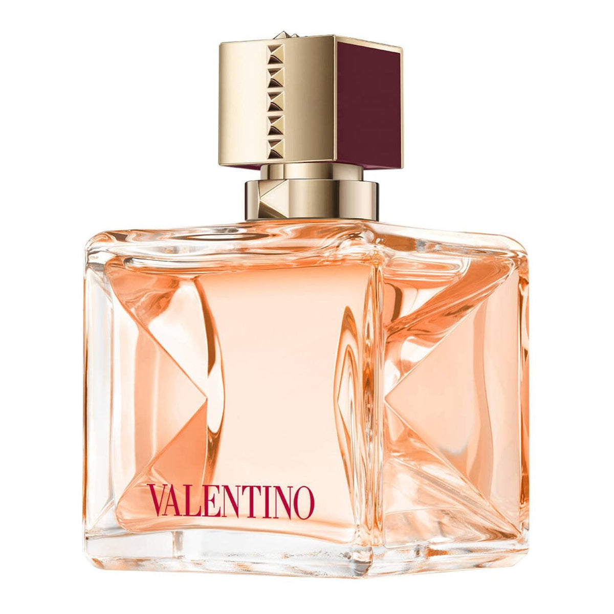 Refect Beauty Valentino Voce Viva Eau de Parfum Intense in a square glass bottle with a gold and burgundy cap