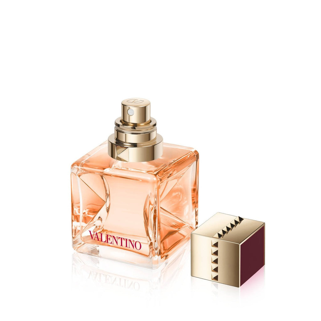Refect Beauty Valentino Voce Viva Eau de Parfum Intense in a square glass bottle with a gold studded cap.