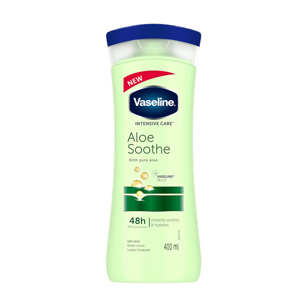 Refect Beauty Vaseline Aloe Soothe Intensive Care body lotion in a 400ml bottle for hydrating and soothing dry skin